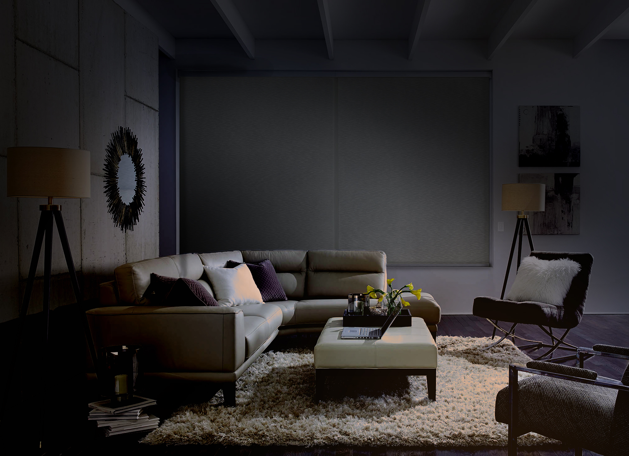 Living room with a Movie Night lighting setting