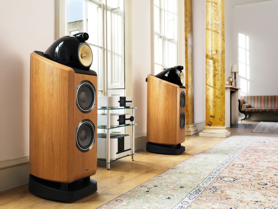 Two Bowers & Wilkins loudspeakers in a room.