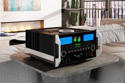A McIntosh integrated amplifier displays a clean look next to your Hi-Fi system.