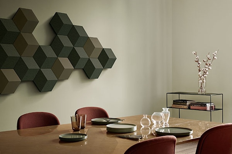 The BeoSound Shape is a customizable speaker that doubles as a piece of artwork on the wall.